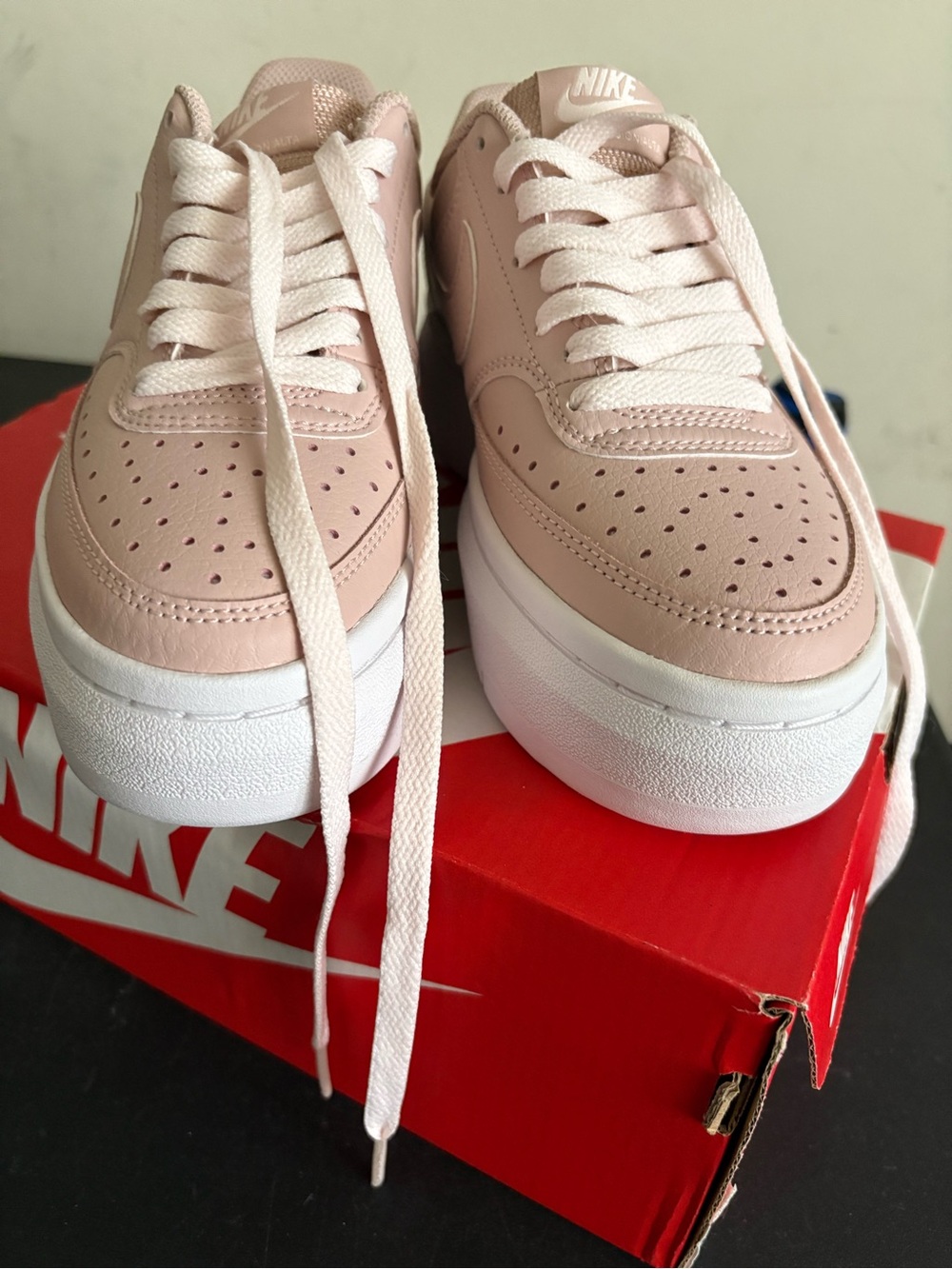 Nike Women Pale Pink Platform Sneakers with White Sole